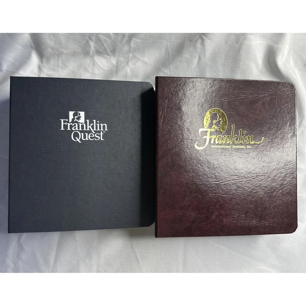 Lot of 2 Franklin Covey Quest International Institute Storage 3-Ring Binders USA